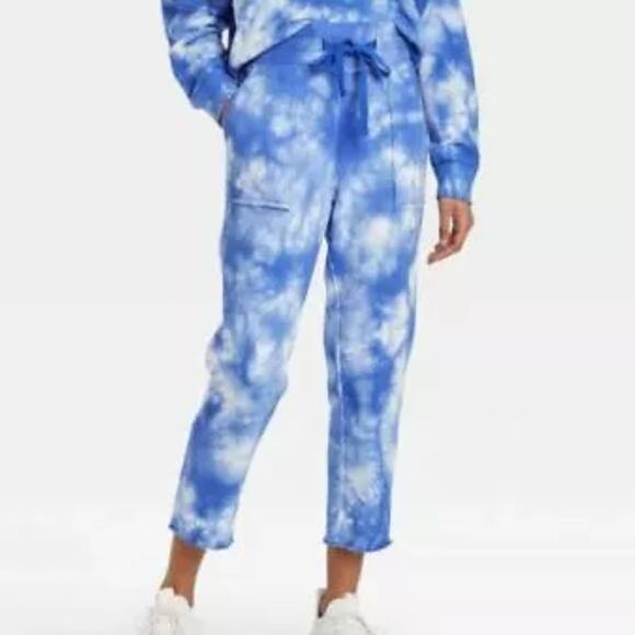 JoyLab Blue Tie Dye Crop Jogger Pants Size Small NWT - Picture 1 of 9